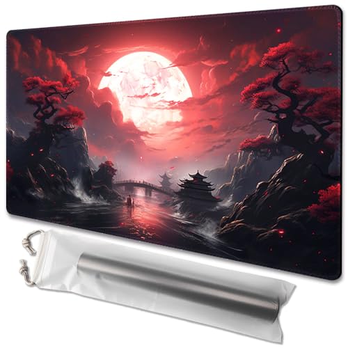 TCGMAT MTG Playmat Size 24x14in Free Storage Bags NonSlip Backing Printing Ideal for Card Game Enthusiasts TCG Playmat No with ZoneBlood Moon Secrets - Image 1