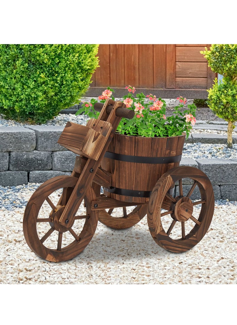 DubaiGallery Home,Garden, Decoration Artificial Plants Tricycle-Shaped Wooden Flower Pot - Brown  - Image 1