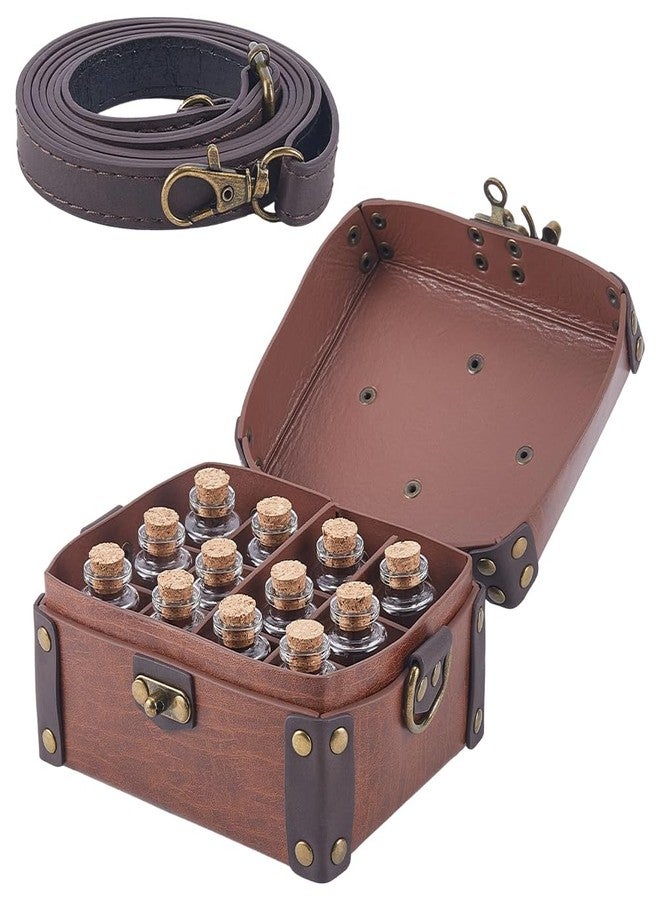 CALFOVERA Medieval PU Leather Alchemy Box with 12 Cork Potion Vials Portable Crossbody Bag Jewelry Dnd Dice Holder Cork Potion Bottle Waist Bag for Men Women Costume LARP Ren Faire - Image 3