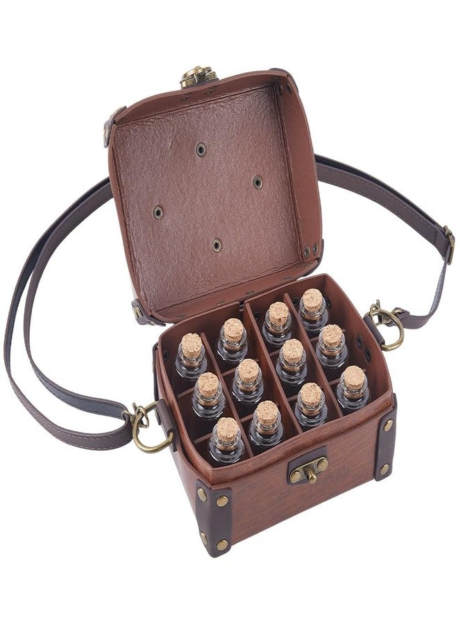 CALFOVERA Medieval PU Leather Alchemy Box with 12 Cork Potion Vials Portable Crossbody Bag Jewelry Dnd Dice Holder Cork Potion Bottle Waist Bag for Men Women Costume LARP Ren Faire - Image 1