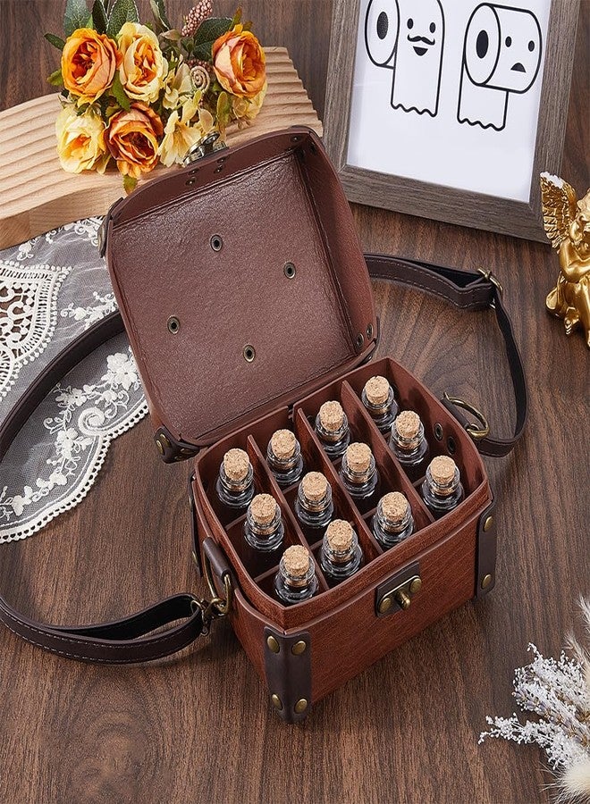 CALFOVERA Medieval PU Leather Alchemy Box with 12 Cork Potion Vials Portable Crossbody Bag Jewelry Dnd Dice Holder Cork Potion Bottle Waist Bag for Men Women Costume LARP Ren Faire - Image 5