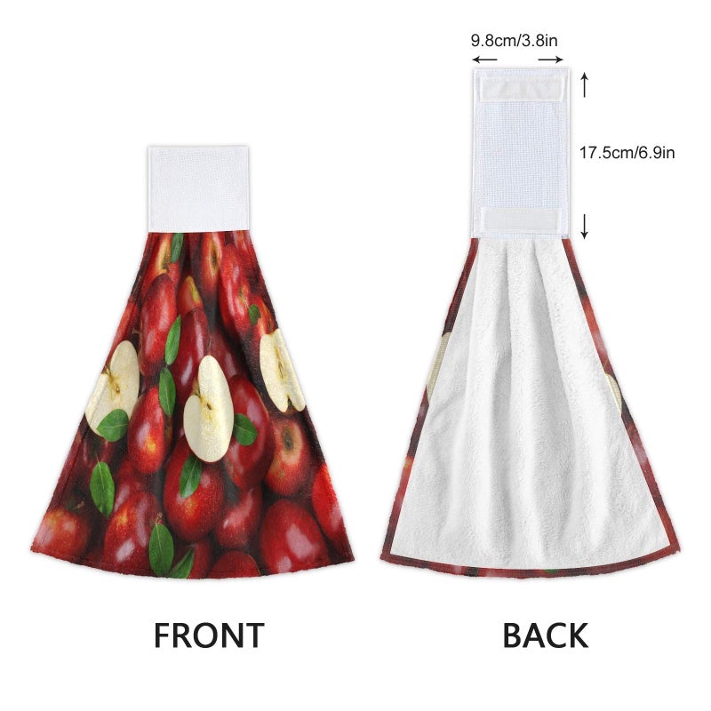 Dussdil Red Apples Kitchen Hanging Towel 12 x 17 Inch Natural Tropical Fruits Leaves Hand Tie Towels Set 2 Pcs Tea Bar Dish Cloths Dry Towel Soft Absorbent Durable for Bathroom Laundry Room Decor - Image 4