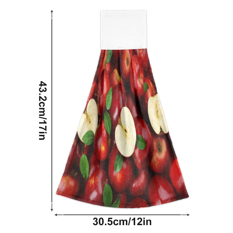 Dussdil Red Apples Kitchen Hanging Towel 12 x 17 Inch Natural Tropical Fruits Leaves Hand Tie Towels Set 2 Pcs Tea Bar Dish Cloths Dry Towel Soft Absorbent Durable for Bathroom Laundry Room Decor - Image 5