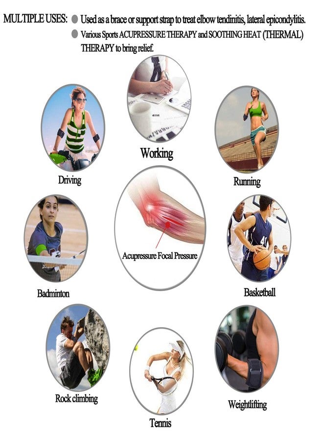 YAVOUN Forearm Wraps for Pain, Tennis Elbow Brace Tendonitis Treatment, Adjustable Elbow Strap Support Brace - Acupressure Elbow Brace for Elbow Pain Relief (Black, L - XXL) - Image 5