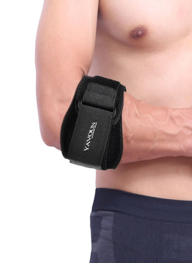 YAVOUN Forearm Wraps for Pain, Tennis Elbow Brace Tendonitis Treatment, Adjustable Elbow Strap Support Brace - Acupressure Elbow Brace for Elbow Pain Relief (Black, L - XXL) - Image 1