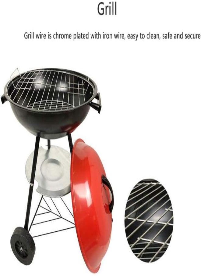 AKDC - Portable Charcoal Grill 17 Inch Barbecue Grill And Smoker Heat Control Round Bbq Kettle For Outdoor Picnic Patio Backyard Camping (Color : Black) - Image 1