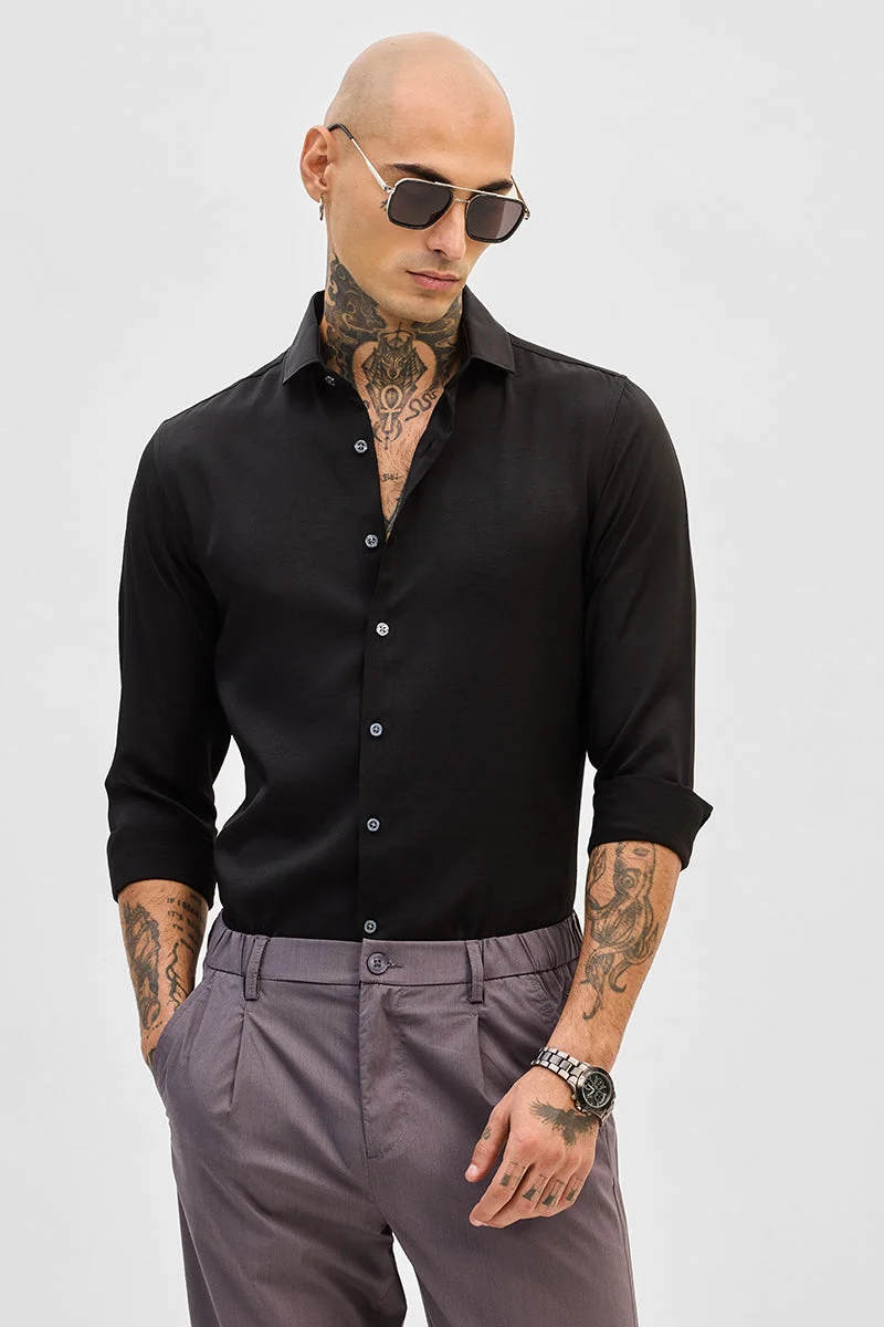 SNITCH Black Slim Fit Shirt