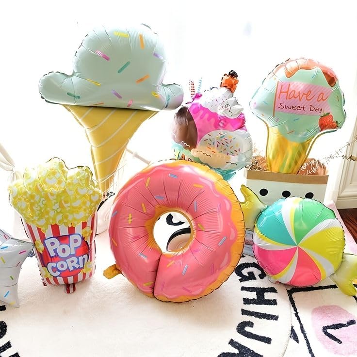 TOYXE Donut Candy Softy Ice Cream Theme Foil Balloons Set of 5 Pcs - Image 5