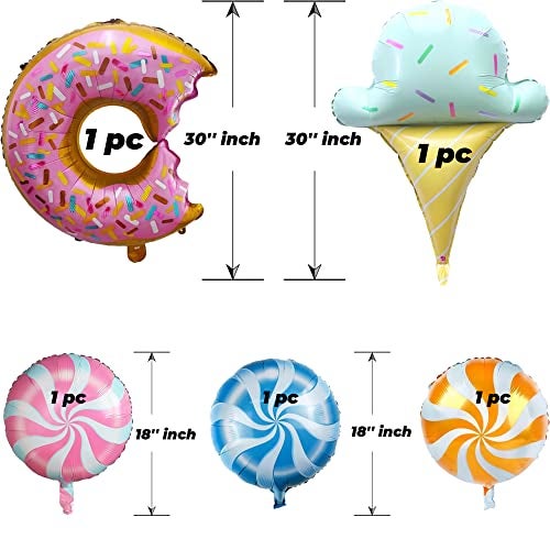 TOYXE Donut Candy Softy Ice Cream Theme Foil Balloons Set of 5 Pcs - Image 2