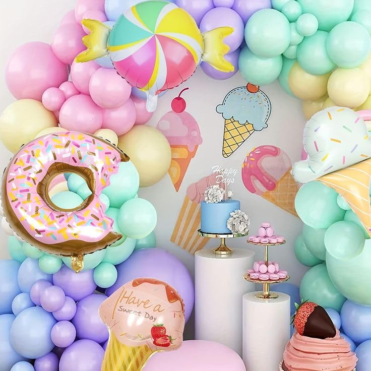 TOYXE Donut Candy Softy Ice Cream Theme Foil Balloons Set of 5 Pcs - Image 4