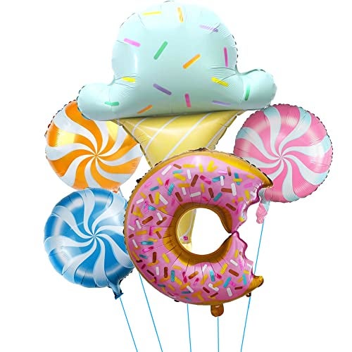 TOYXE Donut Candy Softy Ice Cream Theme Foil Balloons Set of 5 Pcs - Image 1