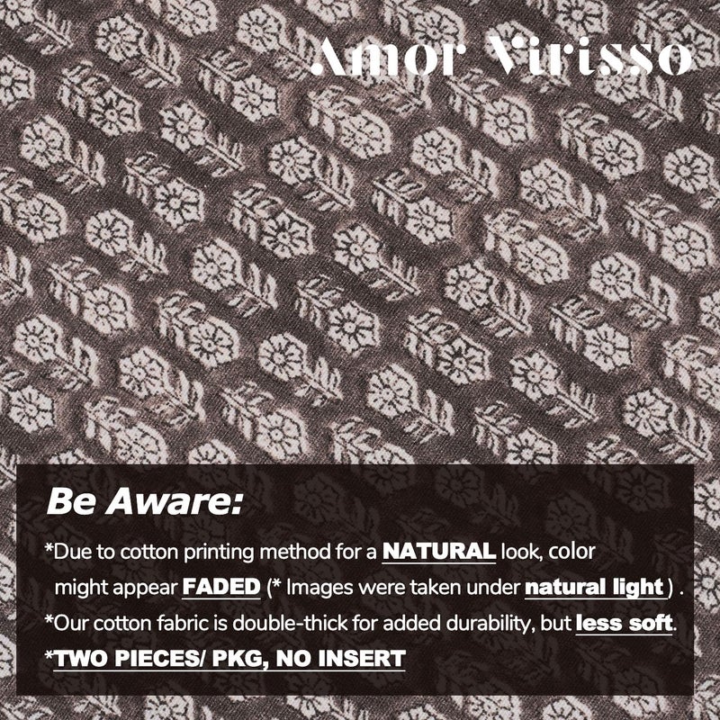 Amor Virisso Floral Pillow Covers 20x20 Farmhouse Neutral Decorative Pillow Covers for Couch Accent Sofa Pillows 1PC, Dark Brown - Image 5