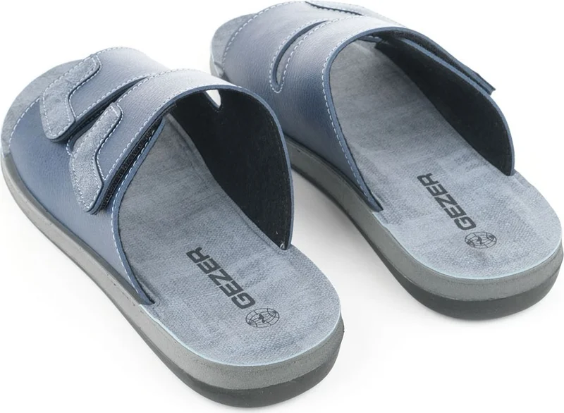 Gezer Summer Velcro Detachable Artificial Leather Comfortable Sole Men's Slippers