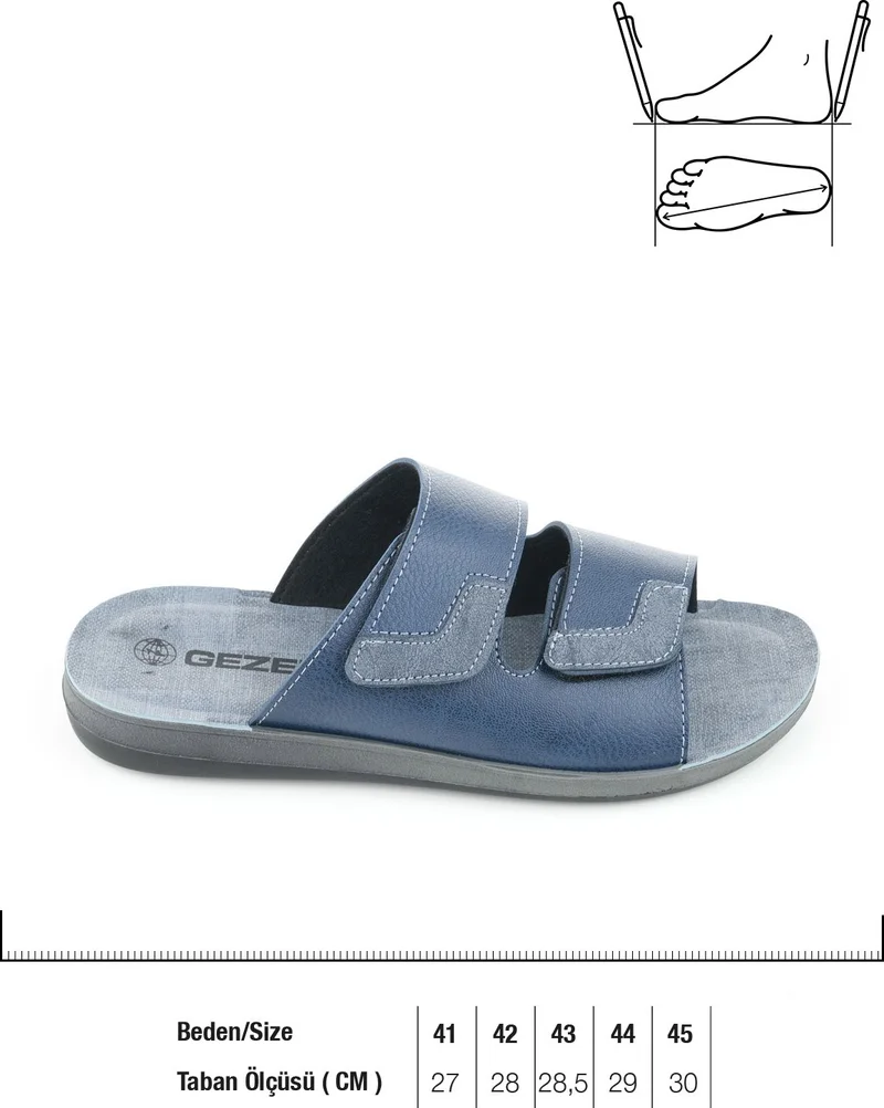 Gezer Summer Velcro Detachable Artificial Leather Comfortable Sole Men's Slippers