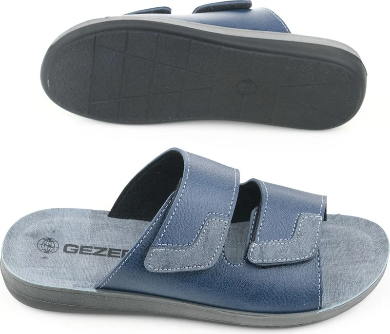 Gezer Summer Velcro Detachable Artificial Leather Comfortable Sole Men's Slippers