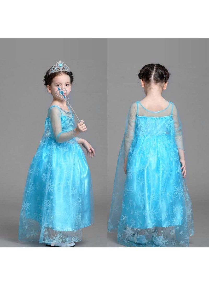 Sweet seven Princess Elsa Dress Up Set: Crown, Wand, Gloves, Wig, and Dress for Magical Playtime! Transform playtime into a magical adventure with this Ice Princess Elsa Dress-Up Accessories Set. - Image 4