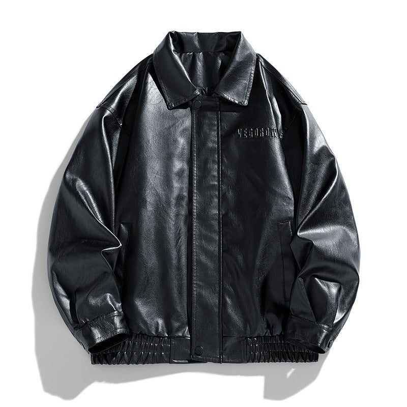 American Pu Leather Men'S Coat New Style Vertical Collar Biker Clothing All-Match Fashionable Jacket Top Coat - Image 1