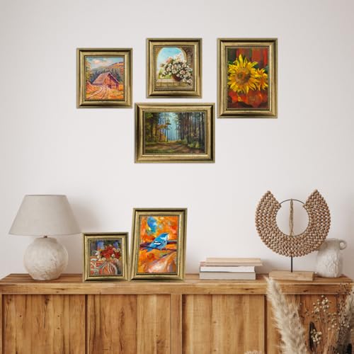 TKYGU 5x5 Picture Frame with Real Glass, 4 set Ornate Vintage Picture Frames for Wall or Tabletop Display, Gold 5 x 5 Frame for Wall home best gift - Image 4