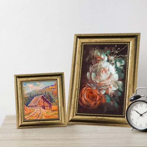TKYGU 5x5 Picture Frame with Real Glass, 4 set Ornate Vintage Picture Frames for Wall or Tabletop Display, Gold 5 x 5 Frame for Wall home best gift - Image 5