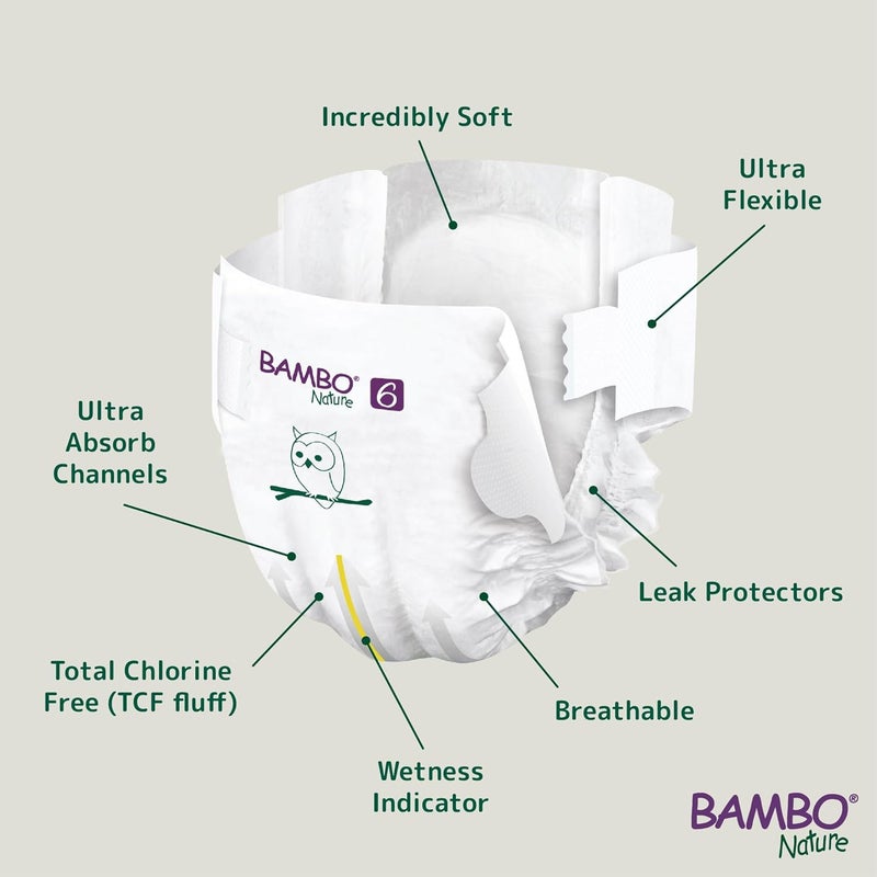 Bambo Nature Hypoallergenic Baby Diapers EcoLabeled Diapers Enhanced Leakage Protection Totally ChlorineFree Skin Friendly and Super Absorbent  Size 6 40 Count - Image 5