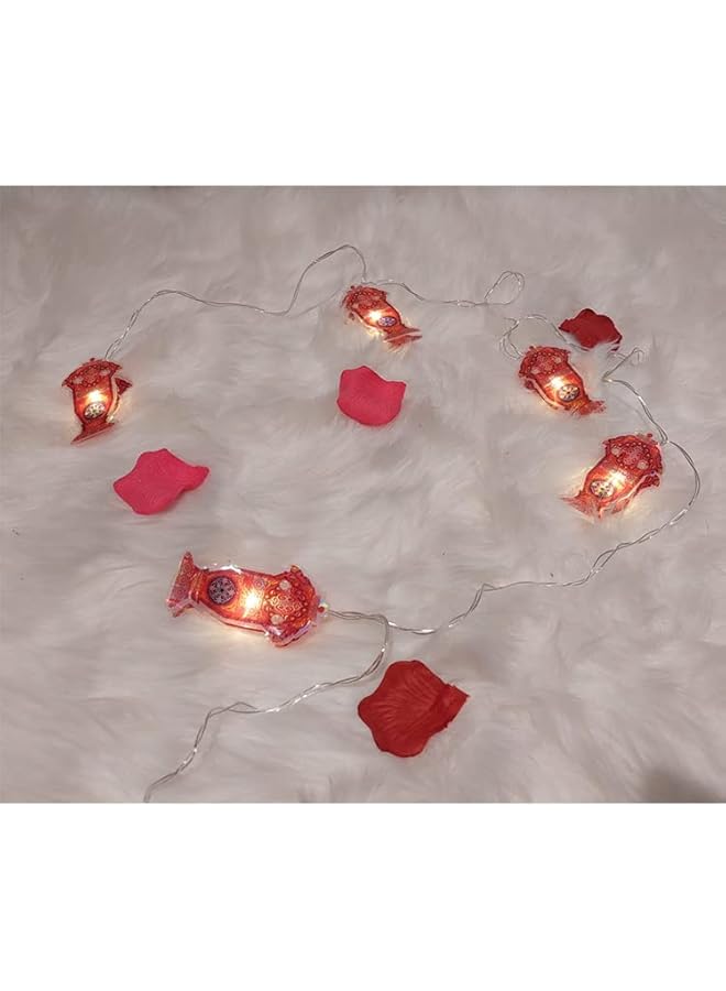 إيروريكس زينة رمضان بسلسلة من الأضواء الحمراء 180 سم 5 لمبات تعمل بالبطارية - Image 2