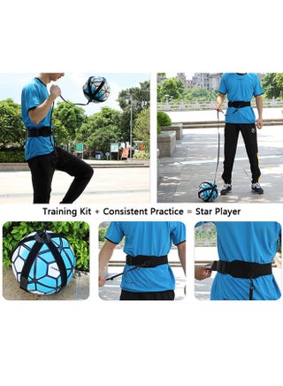 Soccer Kick Trainer with Adjustable Training Belt, Adult Kids Hands-Free Single Soccer Trainer Equipment Black 1 pcs - view 5