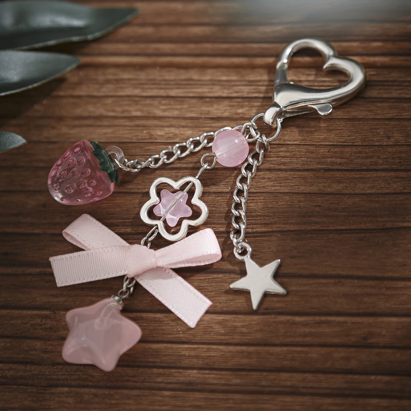SHIXIN European and American Cross-Border Accessories: Delicate Bow Keychain with Five-Pointed Star Pendant - Image 3
