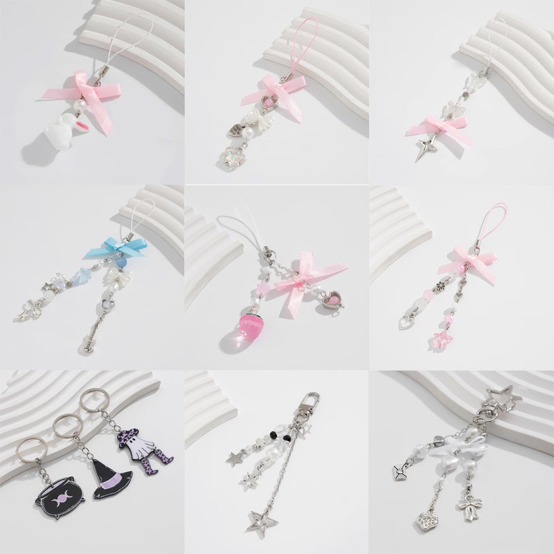 SHIXIN European and American Cross-Border Accessories: Delicate Bow Keychain with Five-Pointed Star Pendant - Image 1