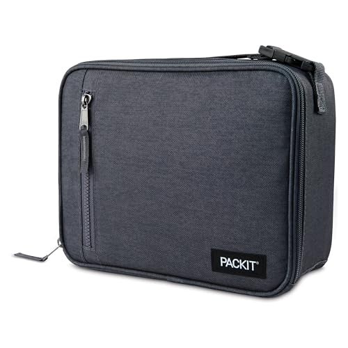 PackIt Freezable Classic Lunch Box, City Charcoal, Built with EcoFreeze® Technology, Collapsible, Reusable, Zip Closure With Front Pocket and Buckle Handle, For Work Lunch - Image 1