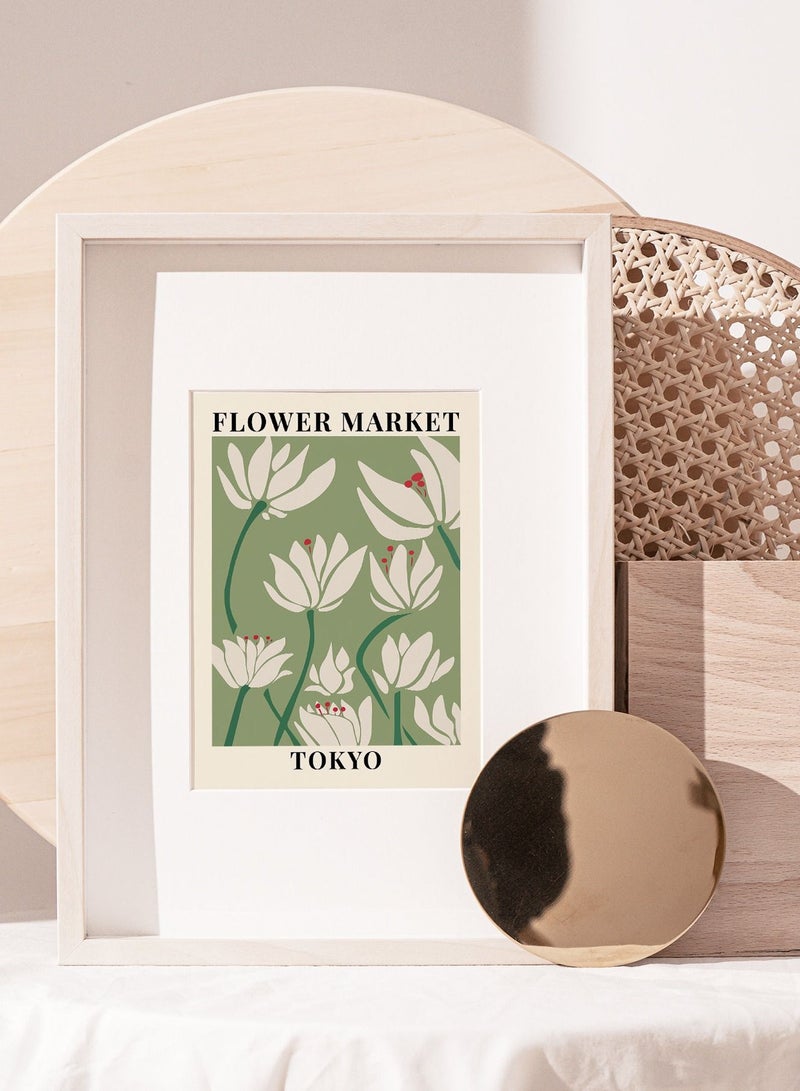 Boomah Accessories Flower Market Tokyo Colorful Botanical Art Poster with Frame 30x40cm 