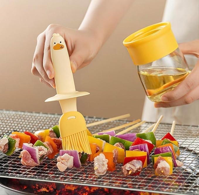 ASHGUJ 2in1 Silicone Basting Brush Oil Dispenser High Temperature Resistant Barbecue Cooking Utensil 