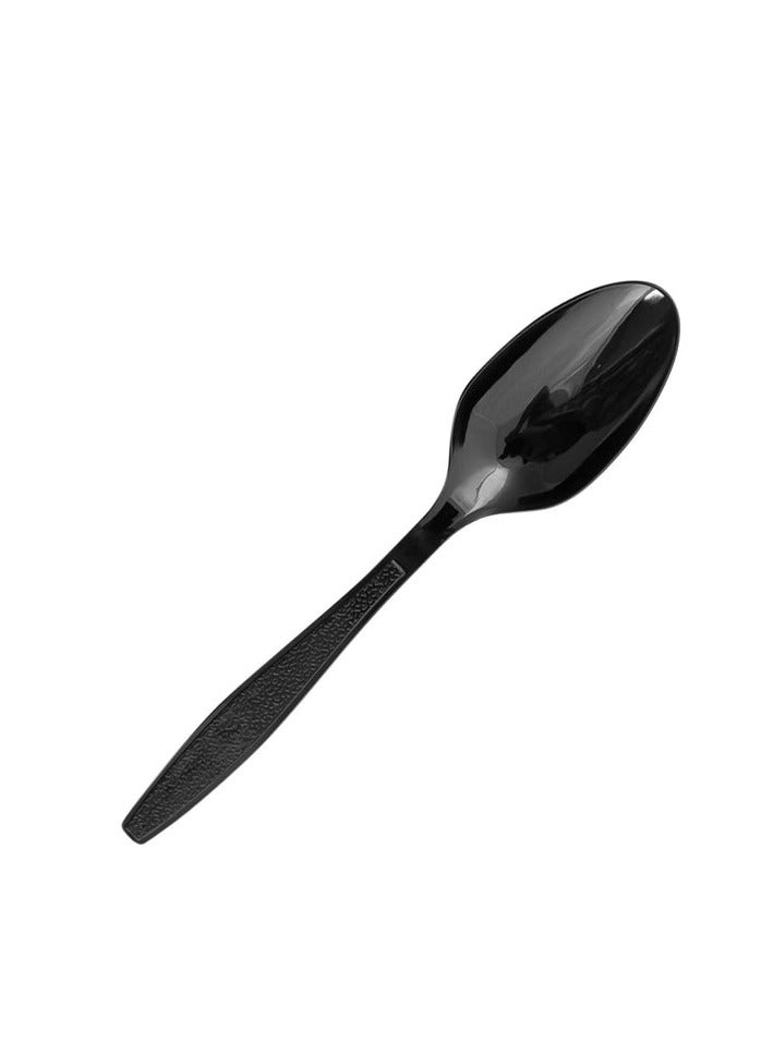 FALCON 50pcs Heavy Duty Disposable Plastic Spoon 18cm, Black  - Image 1