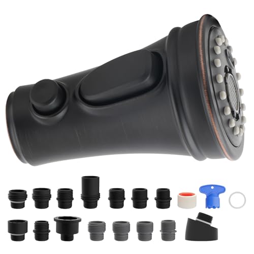 iFealClear Universal Pull Down Kitchen Faucet Spray Head 3 Function Kitchen Sink Sprayer Replacement Nozzle Compatible with Moen Delta Kohler American Standard 15 Adapters Oil Rubbed Bronze - Image 1