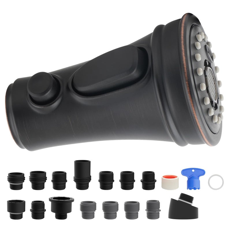 iFealClear Universal Pull Down Kitchen Faucet Spray Head 3 Function Kitchen Sink Sprayer Replacement Nozzle Compatible with Moen Delta Kohler American Standard 15 Adapters Oil Rubbed Bronze - Image 2