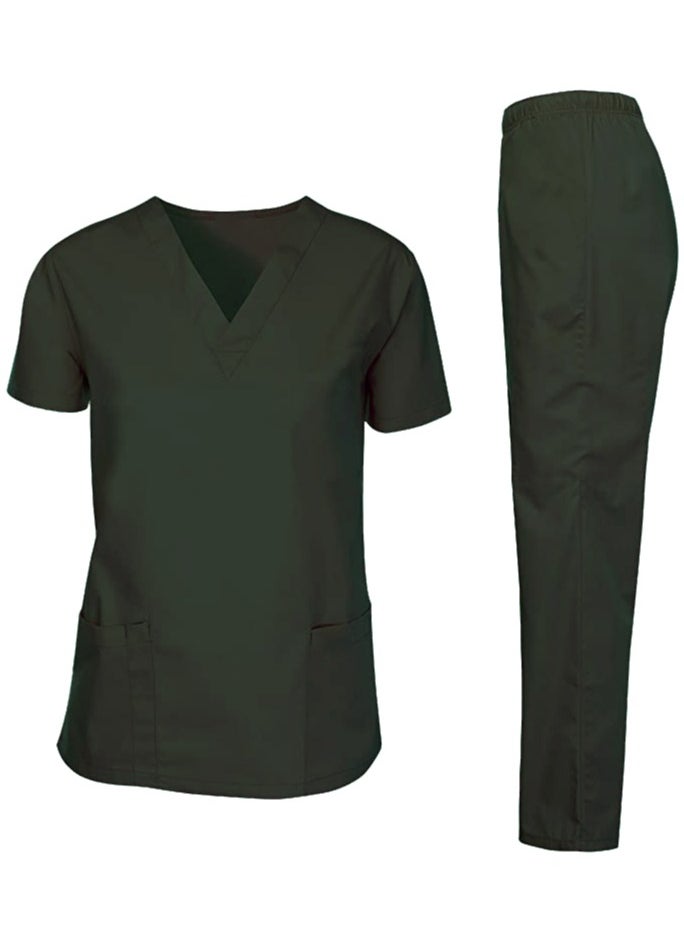 Scrubs Medical Uniform Unisex Top and Pants Dark Green Nurse Suit Set - pzsku/Z498C45FC4553AD0B36EEZ/45/_/1716215088/2145fc84-be32-45d3-ba31-7c2ac5b4dcb9