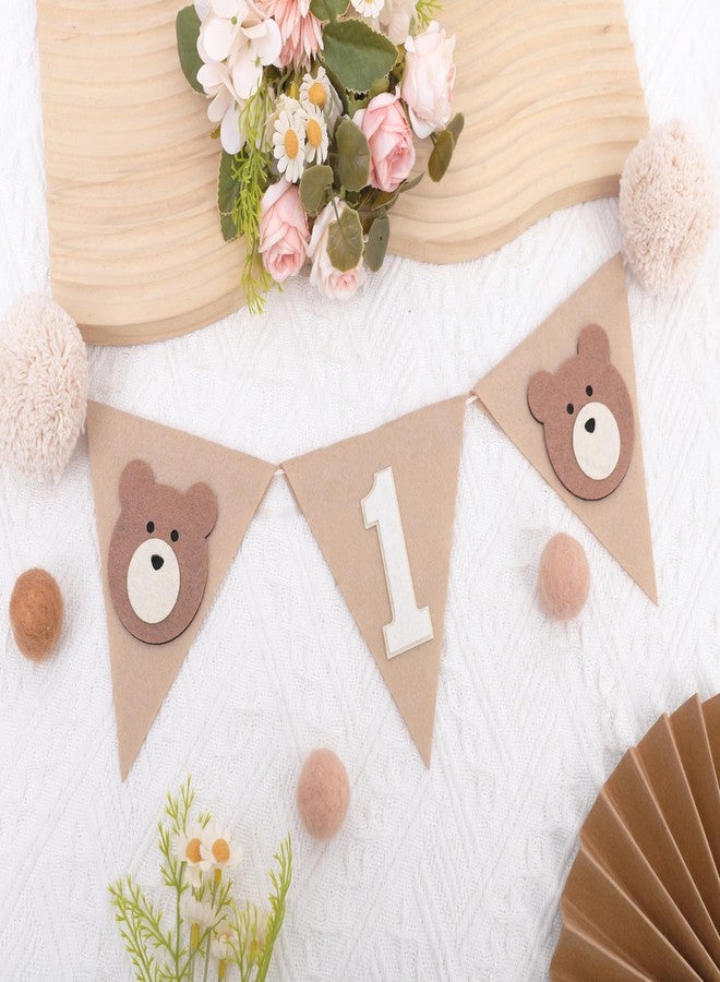 HIKLO Felt Bear 1st Birthday High Chair Banner - Boho Bear Theme First Birthday Banner, Woodland One Highchair Banners, Beary Party Decoration, Cake Smash Photo Props for Boy/Girl - Image 1