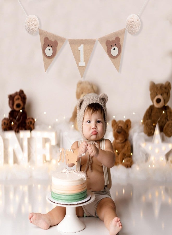 HIKLO Felt Bear 1st Birthday High Chair Banner - Boho Bear Theme First Birthday Banner, Woodland One Highchair Banners, Beary Party Decoration, Cake Smash Photo Props for Boy/Girl - Image 4
