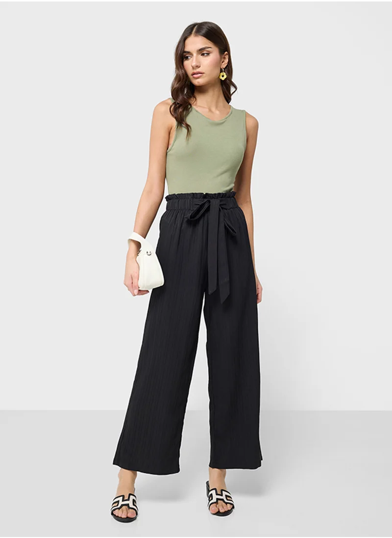 جينجر Paperbag Waist Belted Pullon Pants