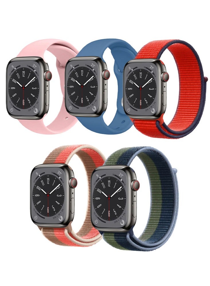 Perfii 5pcs Watch Bands Replacement for Apple Watch Strap Compatible with Apple Watch 42/41/40/38mm Series 10/9/8/7/6/5/4/SE - Image 1