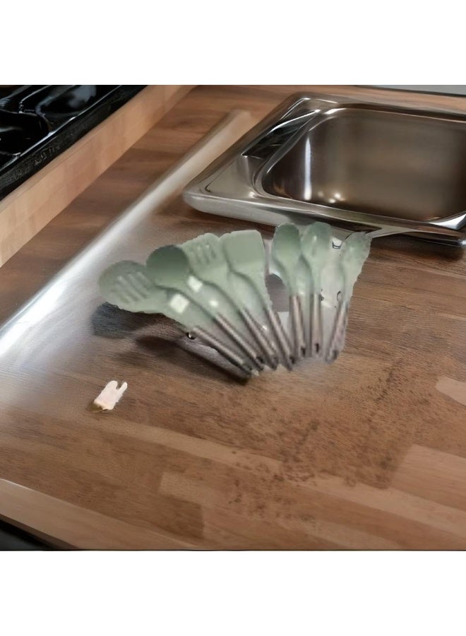 BS مجموعة أدوات الطهي السيليكونية 8 قطع مقاومة للحرارة، أدوات مطبخ غير لاصقة بمقابض من الفولاذ المقاوم للصدأ المتين - Image 2