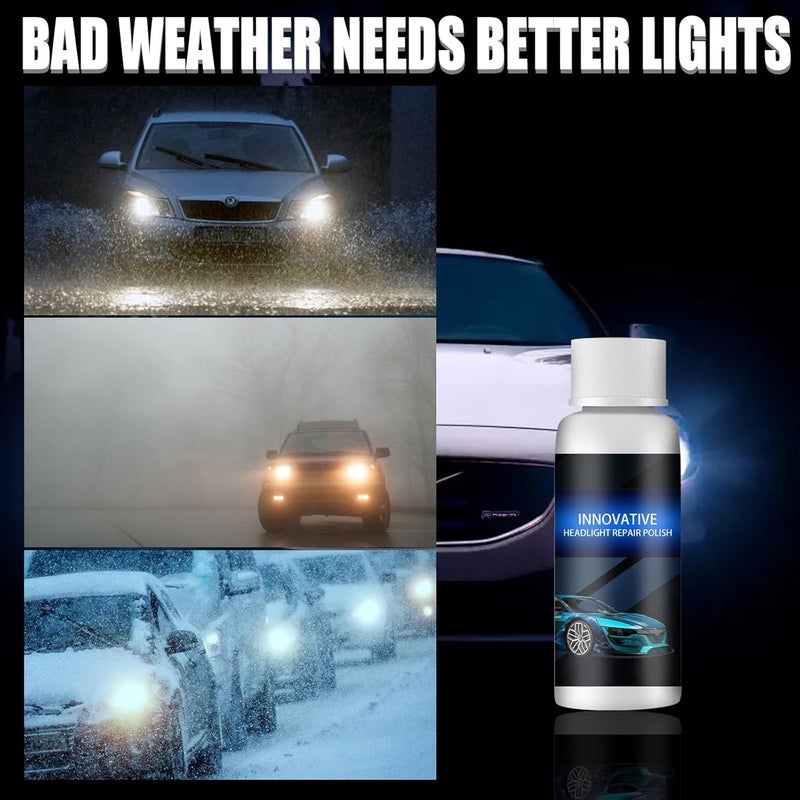 klarako Car Headlight Restoration Kit, Headlight Cleaner, Innovative Headlight Repair Polish, Instantly Remove Oxidation, Dirt & Haze (1Pcs,50ML) - Image 3