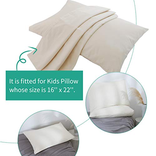 Lofe Organic Cotton Pillow Case - One Pack 16"x 22" Kids Pillow Cover - 300 TC Thread Count - Soft, Safe and Hypoallergenic - Off White - Image 4