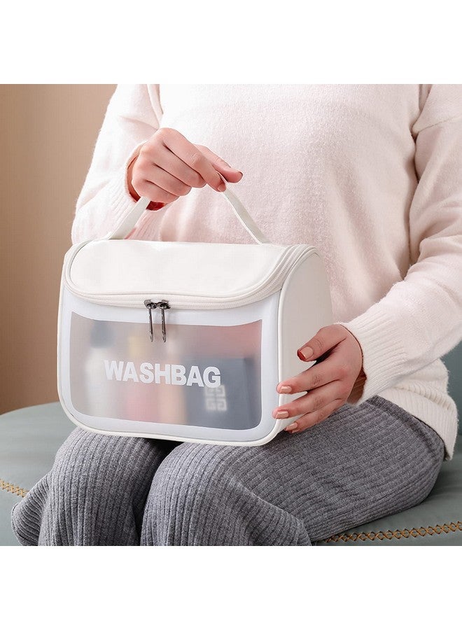 NAPP MALL Premium Multi-Functional Large Makeup Pouch for Women | Waterproof PVC Cosmetic Bags with Hook for Girls | Toiletry Storage Wash Bag | Travel Organizer for Bath Accessories,Wash Bag (White) - Image 5