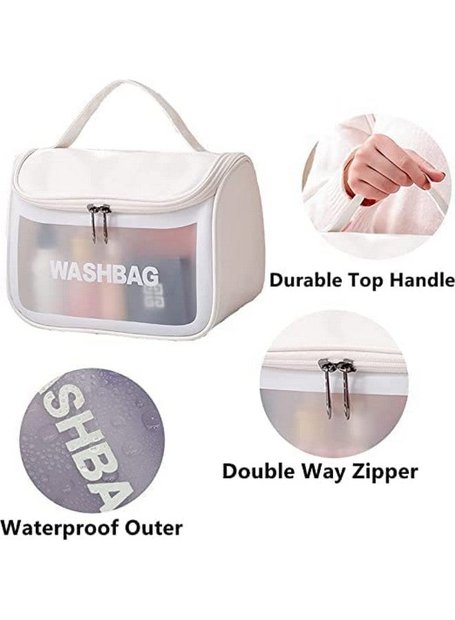 NAPP MALL Premium Multi-Functional Large Makeup Pouch for Women | Waterproof PVC Cosmetic Bags with Hook for Girls | Toiletry Storage Wash Bag | Travel Organizer for Bath Accessories,Wash Bag (White) - Image 2