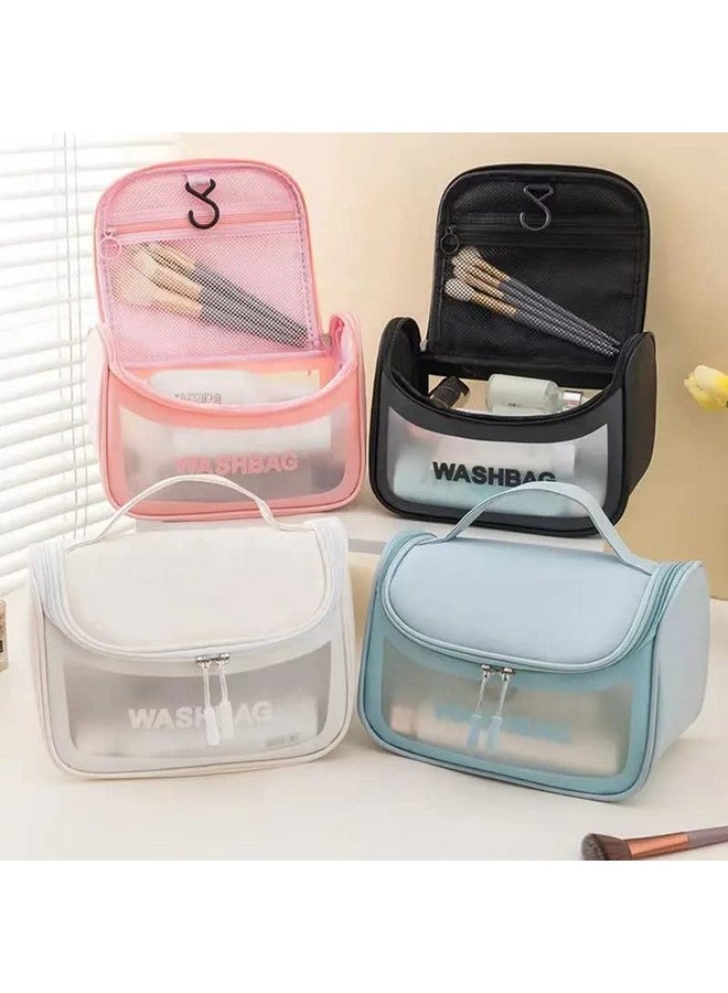 NAPP MALL Premium Multi-Functional Large Makeup Pouch for Women | Waterproof PVC Cosmetic Bags with Hook for Girls | Toiletry Storage Wash Bag | Travel Organizer for Bath Accessories,Wash Bag (White) - Image 3
