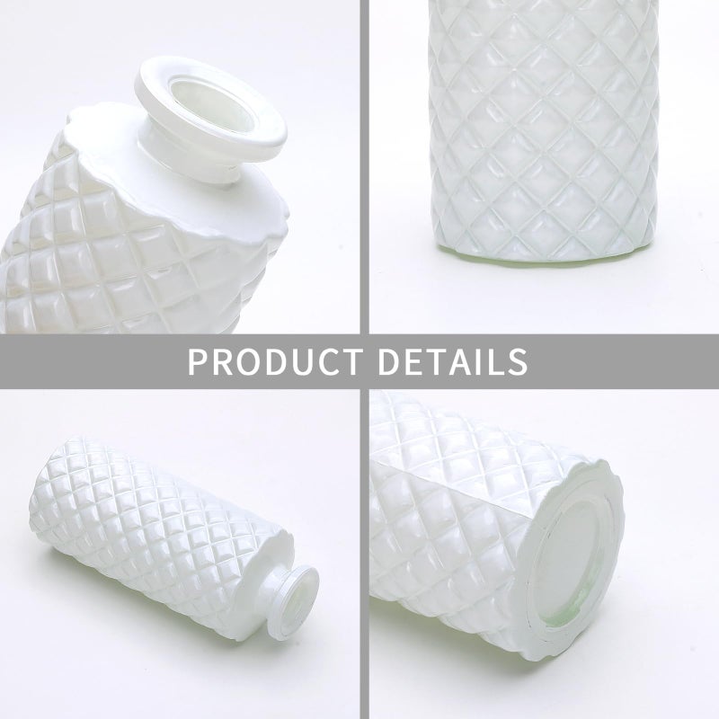 Brajttt Glass Bud Vase Set in Bulk  9pcs Mini Vintage Flower Vases for Wedding White Relief Vase for Centerpieces Home Table Flower Decor  Party Decorations - Image 3