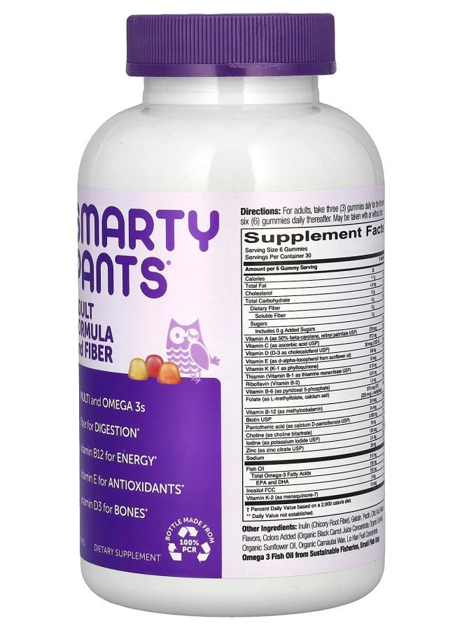 SmartyPants Adult Formula and Fiber Lemon Strawberry Banana and Orange 180 Gummies - Image 2