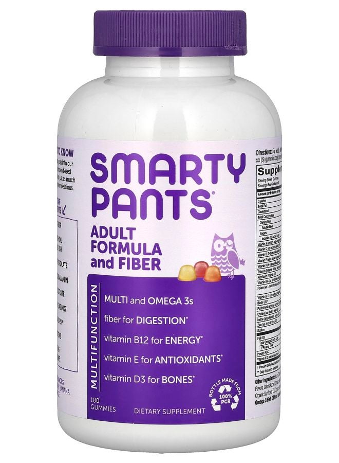 SmartyPants Adult Formula and Fiber Lemon Strawberry Banana and Orange 180 Gummies - Image 1