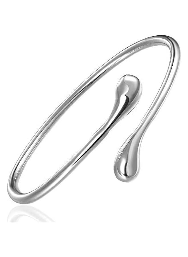 Sterling Silver Bangle Bracelet, Fashion Simple Open Bangles Cuff bracelets for Women  - Image 1