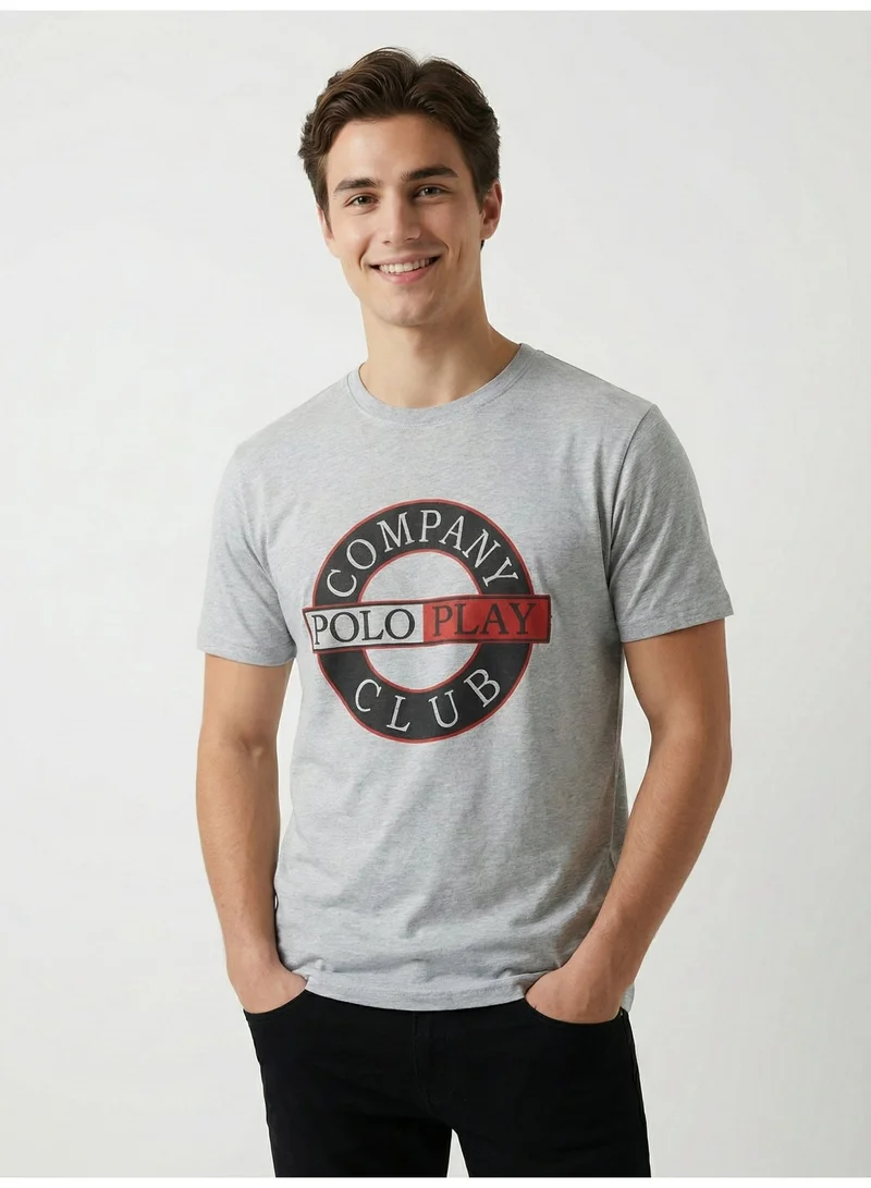 لعب البولو تيشيرت رجالي مطبوع - رمادي